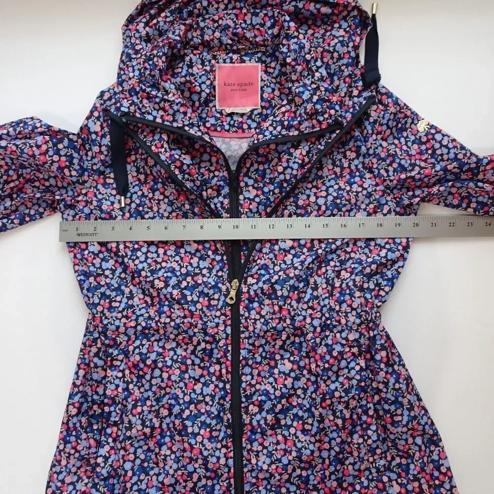 Kate Spade Packable Anorak Utility Jacket Park Ave Floral Double Zip NWT XS